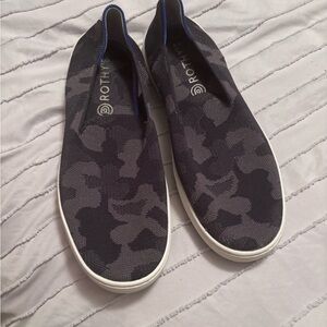 Rothy's Black and Gray Camo Slip-Ons